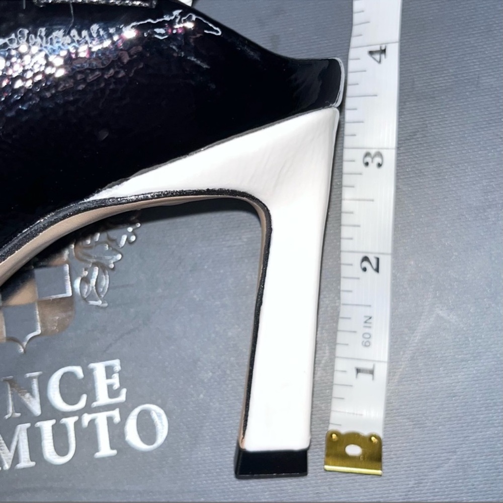 VINCE CAMUTO Restia Black White Slingback Heels 6.5M Soft  Patent Croc w/o box. - Picture 4 of 4